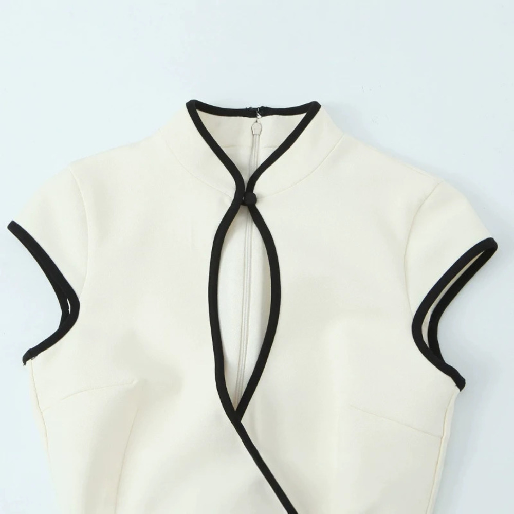 ZARA Chic Slim Fit Contrast Trim Mini Dress